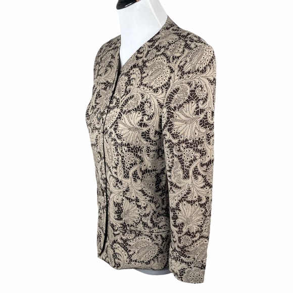 Jones New York Floral Blazer, Brown, Taupe, 4 - Picture 4 of 9